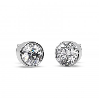 3.00ct. Bezel Set Diamond Stud Earrings 14kt White Gold (H, SI1-SI2)