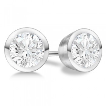 1.00ct. Bezel Set Lab Diamond Stud Earrings 14kt White Gold (G-H, SI1)