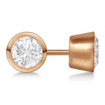 1.00ct. Bezel Set Diamond Stud Earrings 14kt Rose Gold (G-H, VS2-SI1)