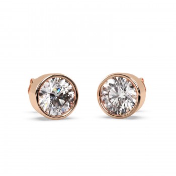 0.75ct. Bezel Set Diamond Stud Earrings 14kt Rose Gold (G-H, VS2-SI1)