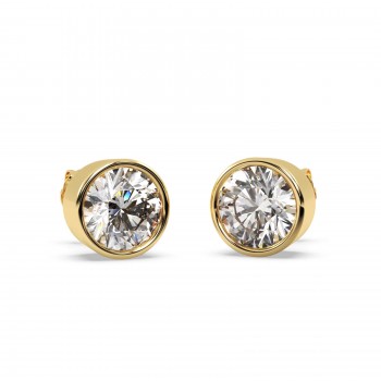 3.00ct. Bezel Set Diamond Stud Earrings 14kt Yellow Gold (G-H, VS2-SI1)