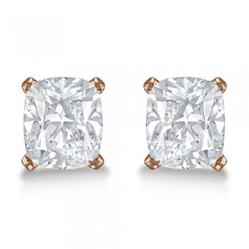 0.75ct. Cushion-Cut Diamond Stud Earrings 14kt Rose Gold (H, SI1-SI2)