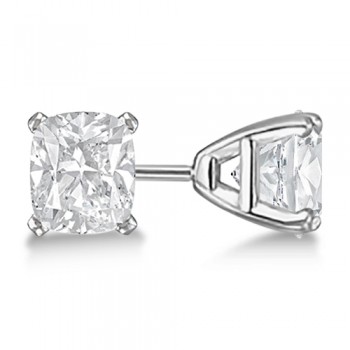 0.50ct. Cushion-Cut Diamond Stud Earrings 18kt White Gold (G-H, VS2-SI1)