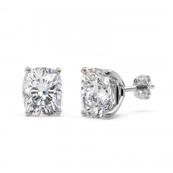 1.00ct. Cushion-Cut Moissanite Stud Earrings 14kt White Gold (F-G, VVS1)