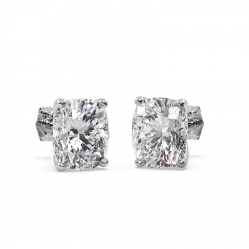 1.00ct. Cushion-Cut Moissanite Stud Earrings 14kt White Gold (F-G, VVS1)