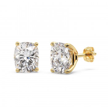 1.00ct. Cushion-Cut Moissanite Stud Earrings 14kt Yellow Gold (F-G, VVS1)