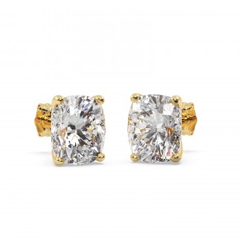 1.00ct. Cushion-Cut Moissanite Stud Earrings 14kt Yellow Gold (F-G, VVS1)