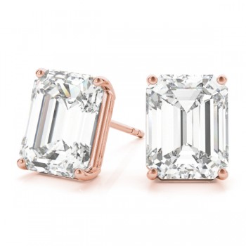 1.50ct Emerald-Cut Diamond Stud Earrings 14kt Rose Gold (G-H, VS2-SI1)