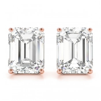 2.00ct Emerald-Cut Diamond Stud Earrings 14kt Rose Gold (G-H, VS2-SI1)