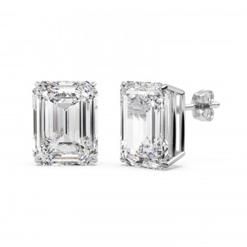 0.75ct Emerald-Cut Diamond Stud Earrings 14kt White Gold (G-H, VS2-SI1)