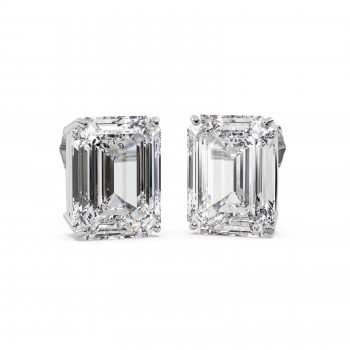 0.75ct Emerald-Cut Diamond Stud Earrings 14kt White Gold (G-H, VS2-SI1)