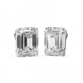 0.75ct Emerald-Cut Diamond Stud Earrings 14kt White Gold (G-H, VS2-SI1)