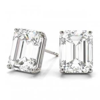 1.00ct Emerald-Cut Diamond Stud Earrings 18kt White Gold (G-H, VS2-SI1)
