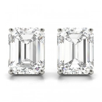 0.50ct Emerald-Cut Diamond Stud Earrings 18kt White Gold (G-H, VS2-SI1)