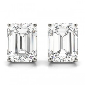 0.50ct Emerald-Cut Lab Diamond Stud Earrings 14kt White Gold (G-H, VS2-SI1)