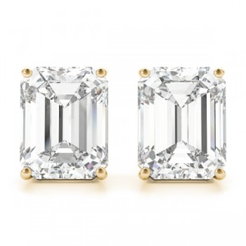 2.00ct Emerald-Cut Lab Diamond Stud Earrings 14kt Yellow Gold (G-H, VS2-SI1)