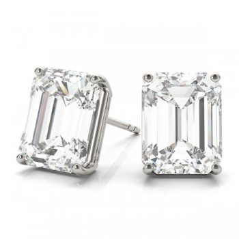 0.50ct Emerald-Cut Lab Diamond Stud Earrings 18kt White Gold (G-H, VS2-SI1)