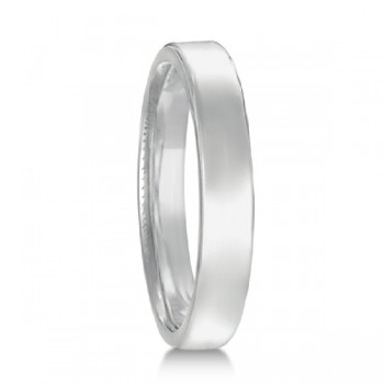 Euro Dome Comfort Fit Wedding Ring Band 14k White Gold (3mm)