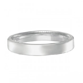 Dome Comfort Fit Wedding Ring Men's European Band 14k White Gold (3mm)