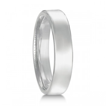 Euro Dome Comfort Fit Wedding Ring Band 14k White Gold (4mm)