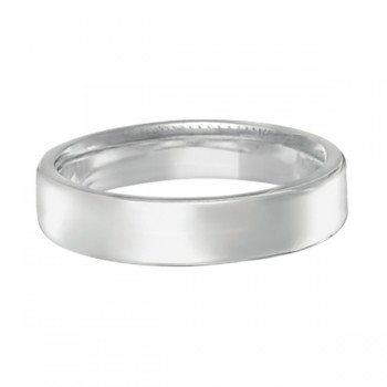 Dome Comfort Fit Wedding Ring Men's European Band 14k White Gold (4mm)
