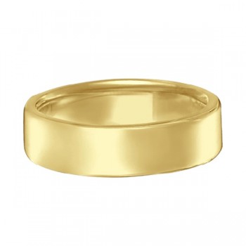 Euro Dome Comfort Fit Wedding Ring Men's Band 14k Yellow Gold (5mm)