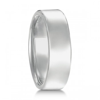 Euro Dome Comfort Fit Wedding Ring Men's Band 14k White Gold (6mm)