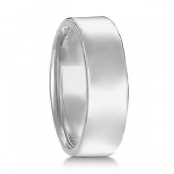Dome Comfort Fit Wedding Ring Men's European Band 14k White Gold (7mm)