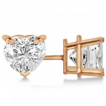 1.00ct Heart-Cut Diamond Stud Earrings 14kt Rose Gold (H, SI1-SI2)