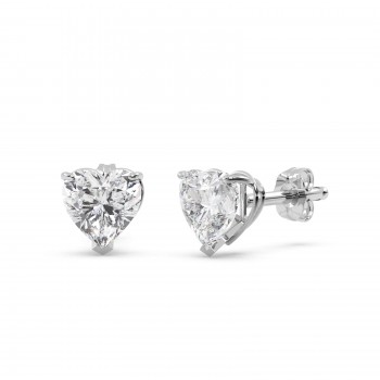 1.00ct Heart-Cut Diamond Stud Earrings 14kt White Gold (H, SI1-SI2)