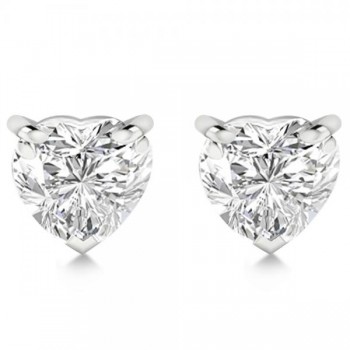 1.00ct Heart-Cut Diamond Stud Earrings 14kt White Gold (H, SI1-SI2)