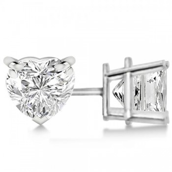 0.75ct Heart-Cut Diamond Stud Earrings 14kt White Gold (H, SI1-SI2)