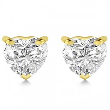 1.00ct Heart-Cut Diamond Stud Earrings 14kt Yellow Gold (H, SI1-SI2)