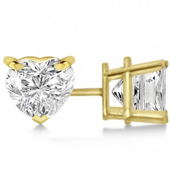 0.75ct Heart-Cut Diamond Stud Earrings 14kt Yellow Gold (H, SI1-SI2)