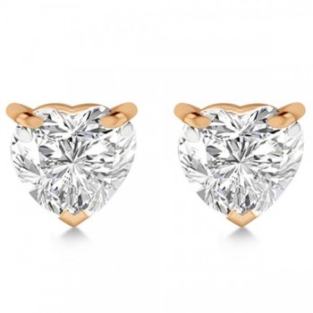 1.00ct Heart-Cut Lab Diamond Stud Earrings 14kt Rose Gold (G-H, SI1)