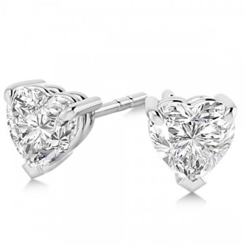 1.00ct Heart-Cut Diamond Stud Earrings 14kt White Gold (G-H, VS2-SI1)