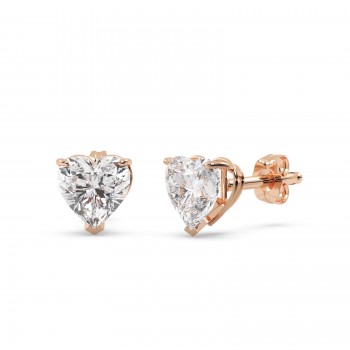 0.50ct Heart-Cut Moissanite Stud Earrings 14kt Rose Gold (F-G, VVS1)