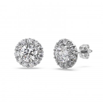 1.00ct. Halo Diamond Stud Earrings 14kt White Gold (H, SI1-SI2)