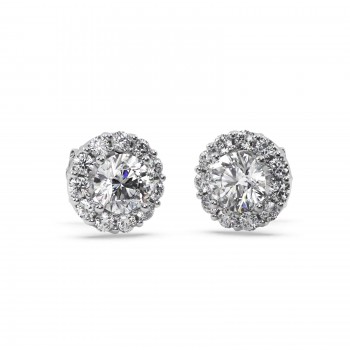 1.00ct. Halo Diamond Stud Earrings 14kt White Gold (H, SI1-SI2)