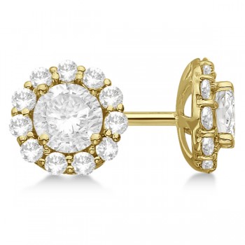 1.00ct. Halo Diamond Stud Earrings 14kt Yellow Gold (G-H, VS2-SI1)