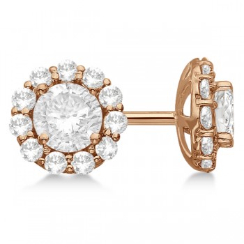 3.00ct. Halo Lab Diamond Stud Earrings 14kt Rose Gold (F-G, VS1)