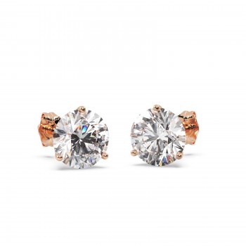 3.00ct. 3-Prong Martini Diamond Stud Earrings 14kt Rose Gold (G-H, VS2-SI1)