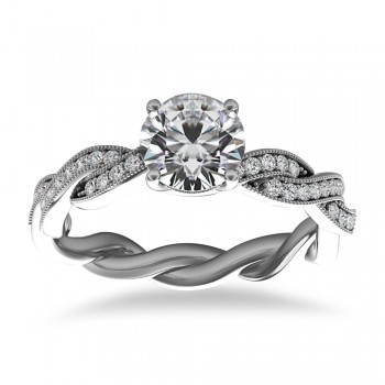 Diamond Infinity Twisted Engagement Ring 14k White Gold (0.22ct)