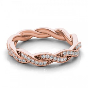 Diamond Twisted Wedding Band 14k Rose Gold (0.20ct)