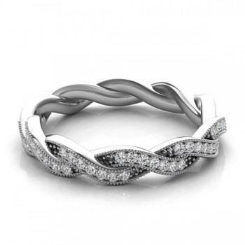 Diamond Twisted Wedding Band 14k White Gold (0.20ct)