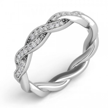 Diamond Twisted Wedding Band 14k White Gold (0.20ct)