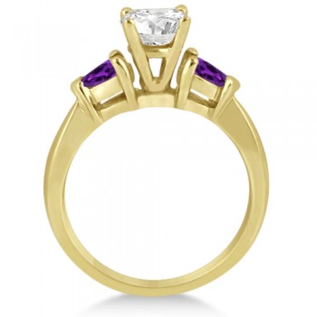 Pear Cut Three Stone Amethyst Engagement Ring 14k Yellow Gold (0.50ct)