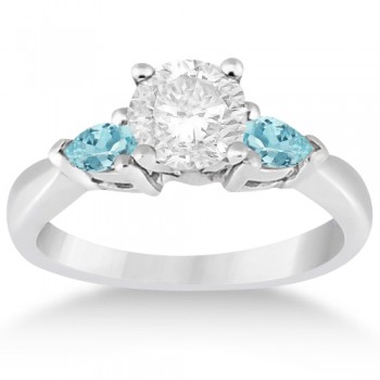 Pear Cut Three Stone Aquamarine Engagement Ring 14k White Gold (0.50ct)