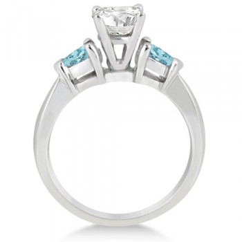 Pear Cut Three Stone Aquamarine Engagement Ring 14k White Gold (0.50ct)