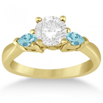 Pear Cut Three Stone Aquamarine Engagement Ring 14k Yellow Gold (0.50ct)